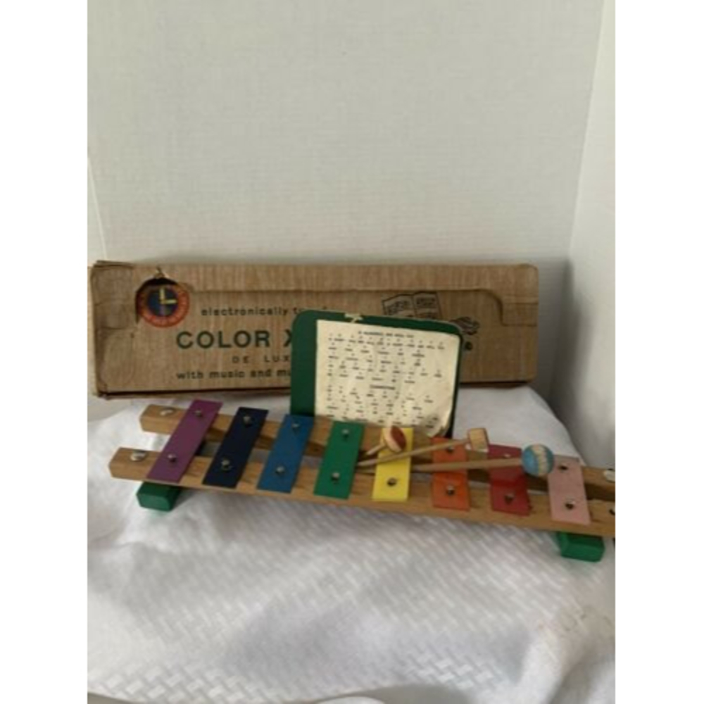 Vtg Color Xylo Children's Xylophone Right Time Toys Toy with Box, Music